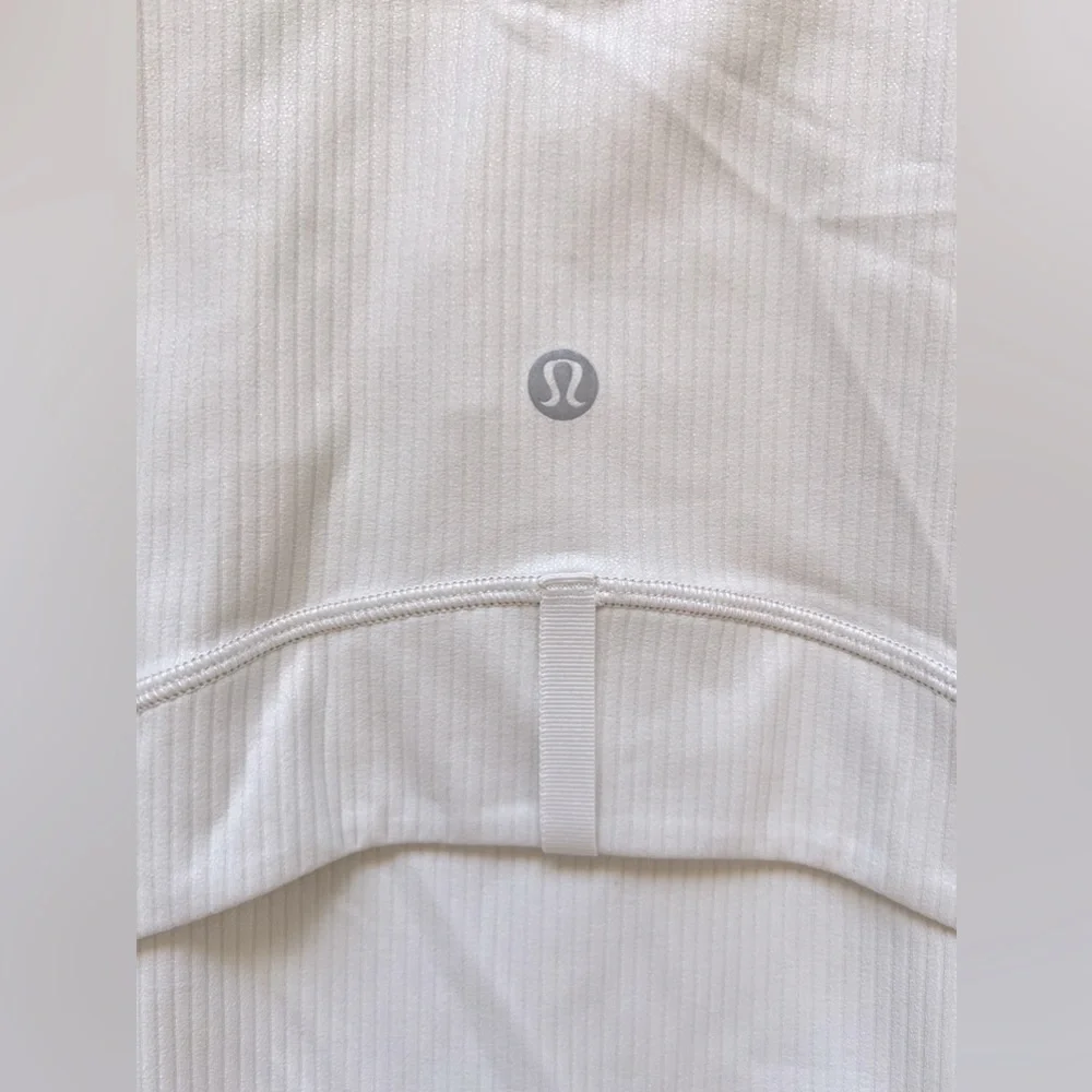Lululemon Cropped Define Jacket zip up Ribbed Nulu Shine Off white 12 L - Picture 13 of 15